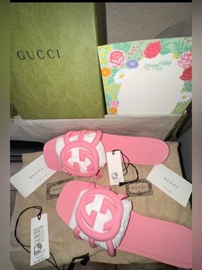 Gucci Wild Rose Slides with Interlocking GG - Size 40 (US 9)